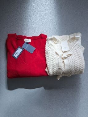 Bundle Alert! Target Plus Size 2X Women's Sweater Duo - Red and Cream